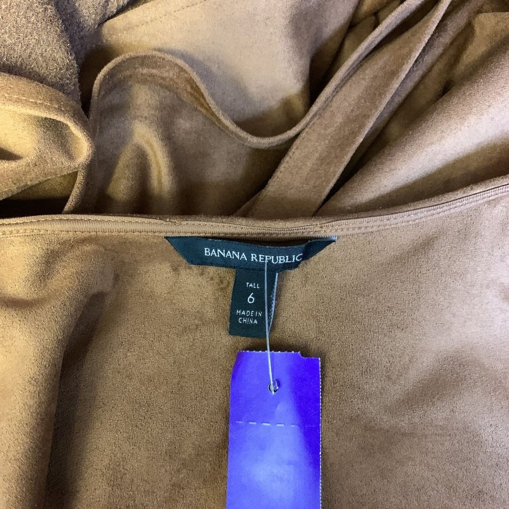*Banana Republic Faux Suede Fabric Brown Wrap Dress Size 6 - Picture 8 of 8